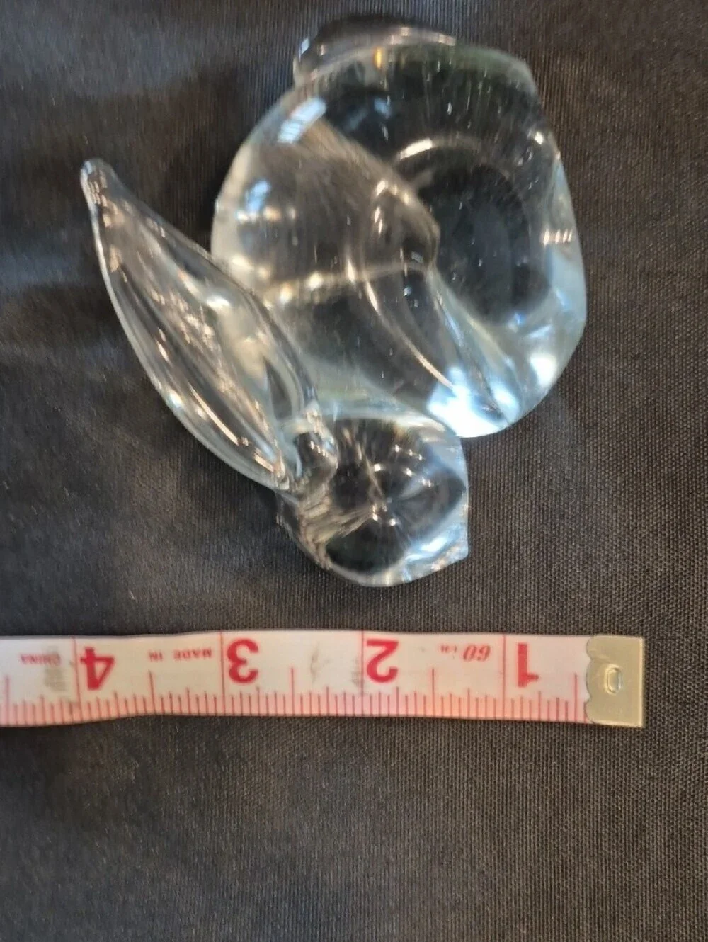 Vintage Crystal Clear Glass Bunny Figurine Or Papetweight
